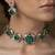 Gold plated kundan green stones choker necklace set