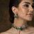 Gold plated kundan green stones choker necklace set
