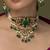 Gold plated kundan green stones choker necklace set