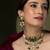 Gold plated kundan green stones choker necklace set