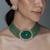 Gold plated kundan green stones choker necklace set