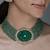 Gold plated kundan green stones choker necklace set