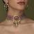 Gold plated kundan multicolor stones choker necklace set