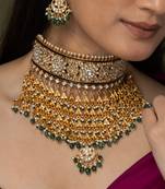 Gold plated kundan necklace set