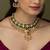 Gold plated kundan green stones necklace set