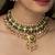 Gold plated kundan green stones necklace set