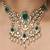 Gold plated kundan green stones necklace set
