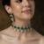 Gold plated kundan green stones chocker necklace set