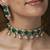Gold plated kundan green stones chocker necklace set