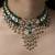 Gold plated kundan green stones necklace set