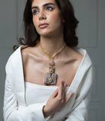 Gold plated kundan pink stones necklace