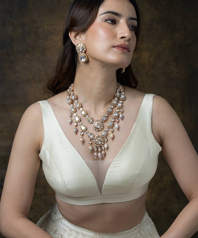 Gold plated kundan necklace set