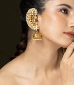 Gold plated kundan jhumka earrings