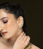 Gold plated kundan ear cuff earrings