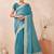 sky blue heavy zari box pallu embroidery work silk blend saree