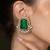 Gold plated kundan green stones earrings