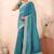 sky blue heavy zari box pallu embroidery work silk blend saree