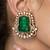 Gold plated kundan green stones earrings