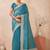 sky blue heavy zari box pallu embroidery work silk blend saree