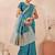 sky blue heavy zari box pallu embroidery work silk blend saree