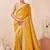 mustard heavy zari box pallu embroidery work silk blend saree