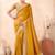 mustard heavy zari box pallu embroidery work silk blend saree