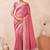 pink heavy zari box pallu embroidery work silk blend saree