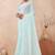 designer dusty sky resham sequins embroidery work silk blend saree