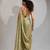 Designer pista green handwork zarkan work silk Blend saree