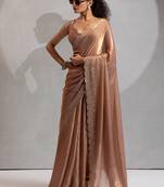 Designer golden handwork zarkan work silk Blend saree