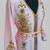 Pink Goldan stone and  Beads  Moroccan Kaftan With hijab 
