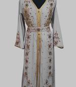 Grey Goldan stone and  Beads  Moroccan Kaftan With hijab 