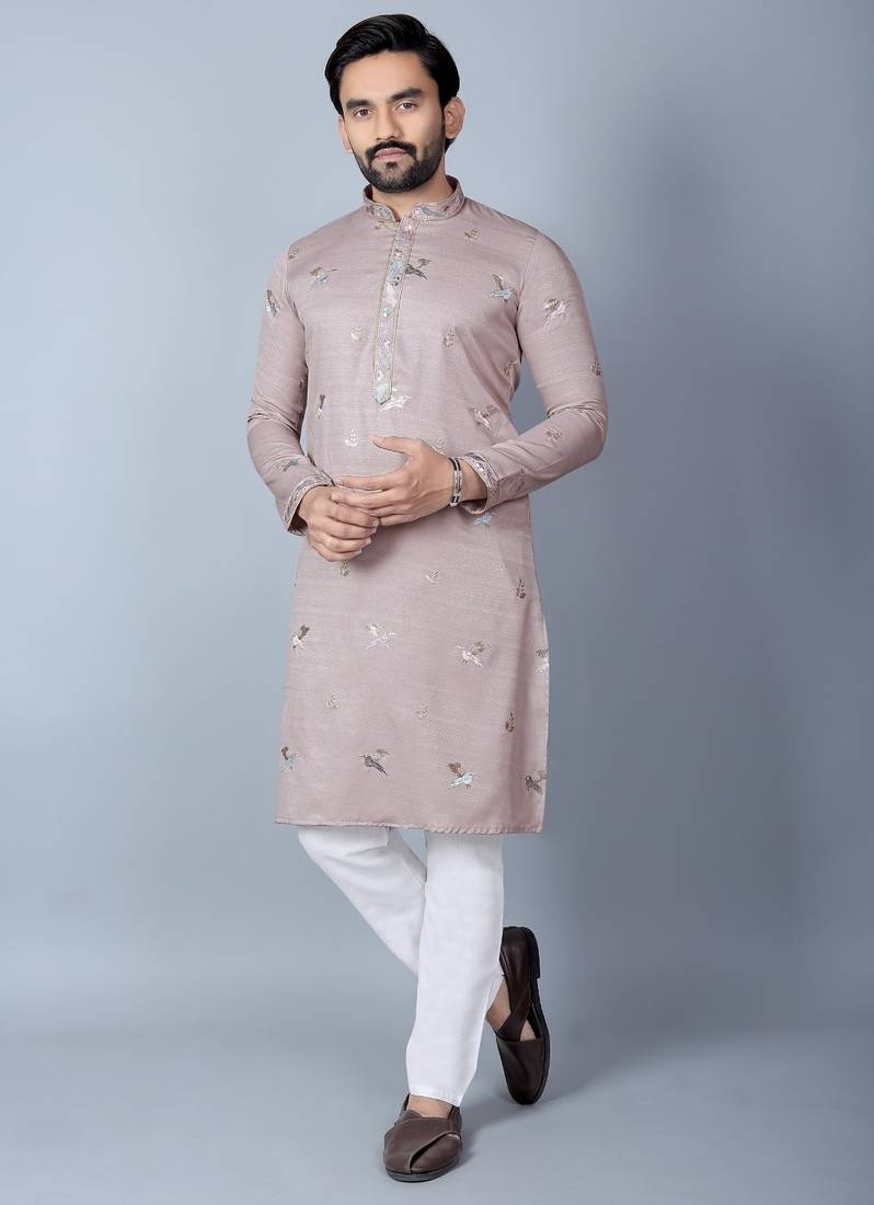 Men’s brown embroidered kurta – festive & wedding wear traditional kurta