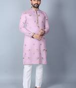 Men’s pink embroidered kurta – festive & wedding wear traditional kurta
