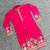 Exquisite rani pink roman shimmer kurta with multi colour embroidery work