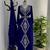 Navy Blue Silver stone and  Beads  Moroccan Kaftan With hijab 