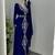 Navy Blue Silver stone and  Beads  Moroccan Kaftan With hijab 