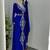 Royal blue Silver stone and  Beads  Moroccan Kaftan With hijab 