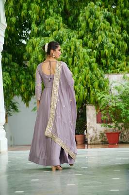 Onion pink sequins Zari embroidered Kurti with dupatta 6