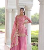 Pink Embroidered salwar suit with dupatta