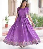 Purple sequins Zari embroidered Kurti