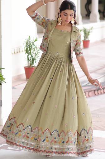Green sequins Zari embroidered Kurti