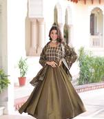 Mehndi sequins Zari embroidered Kurti with dupatta