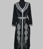  Black Silver stone and  Beads  Moroccan Kaftan With hijab 