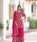 Pink Embroidered salwar suit with dupatta