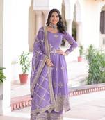 Purple Embroidered salwar suit with dupatta