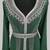 Dark Green Silver stone and  Beads  Moroccan Kaftan With hijab 