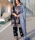 Blue Zari Embroidered Salwar Kameez