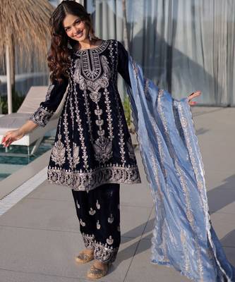 Blue Zari Embroidered Salwar Kameez 3