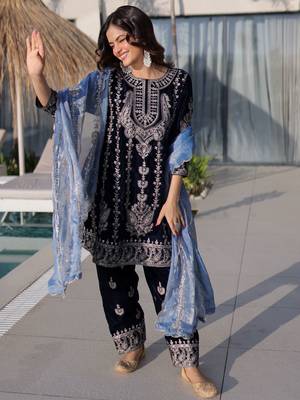 Blue Zari Embroidered Salwar Kameez 5